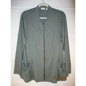 LOGO Lounge by Lori Goldstein French Terry Zip Jkt w Front Pockets S112 - Size L